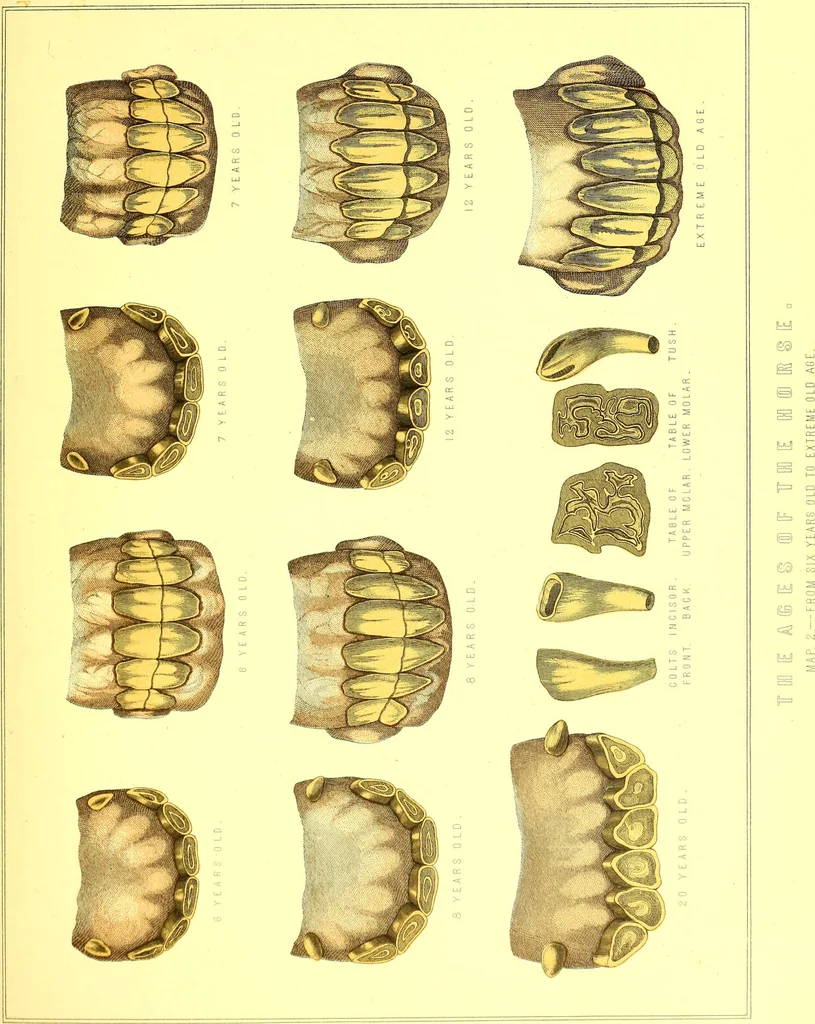 An illustration from Modern practical farriery : a complete guide to all that relates to the horse; its history, varieties, and uses, breaking, training, feeding, stabling, and grooming, how to buy, keep and treat a horse in health and disease ... forming a complete system of the veterinary art, as a present practised at the Royal Veterinary College, London / by W.J. Miles ... with numerous illustrations and a series of anatomical plates, engraved from the original drawings from nature, by Benjamin Herring. To which is added an essay on the diseases and management of cattle, sheep, and pigs / by J.I. Lupton., 1885, leaf 591