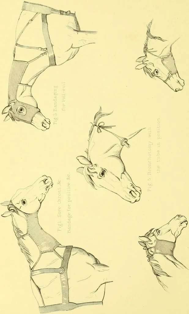 An illustration from Modern practical farriery : a complete guide to all that relates to the horse; its history, varieties, and uses, breaking, training, feeding, stabling, and grooming, how to buy, keep and treat a horse in health and disease ... forming a complete system of the veterinary art, as a present practised at the Royal Veterinary College, London / by W.J. Miles ... with numerous illustrations and a series of anatomical plates, engraved from the original drawings from nature, by Benjamin Herring. To which is added an essay on the diseases and management of cattle, sheep, and pigs / by J.I. Lupton., 1885, leaf 616