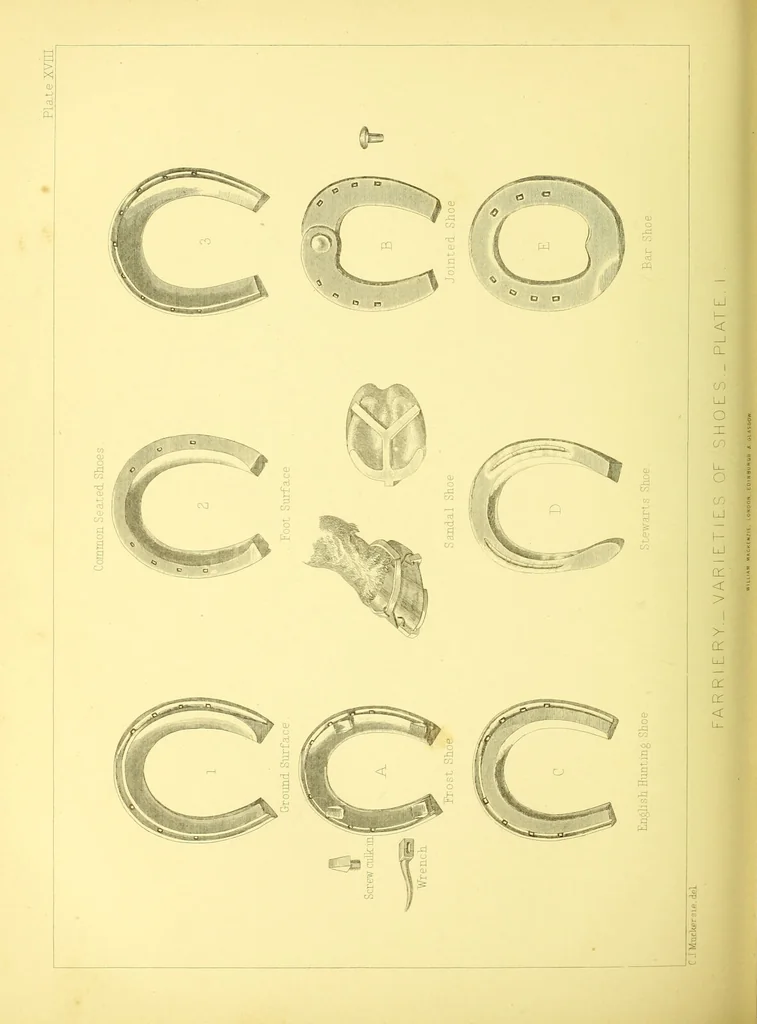 An illustration from Modern practical farriery : a complete guide to all that relates to the horse; its history, varieties, and uses, breaking, training, feeding, stabling, and grooming, how to buy, keep and treat a horse in health and disease ... forming a complete system of the veterinary art, as a present practised at the Royal Veterinary College, London / by W.J. Miles ... with numerous illustrations and a series of anatomical plates, engraved from the original drawings from nature, by Benjamin Herring. To which is added an essay on the diseases and management of cattle, sheep, and pigs / by J.I. Lupton., 1885, leaf 624