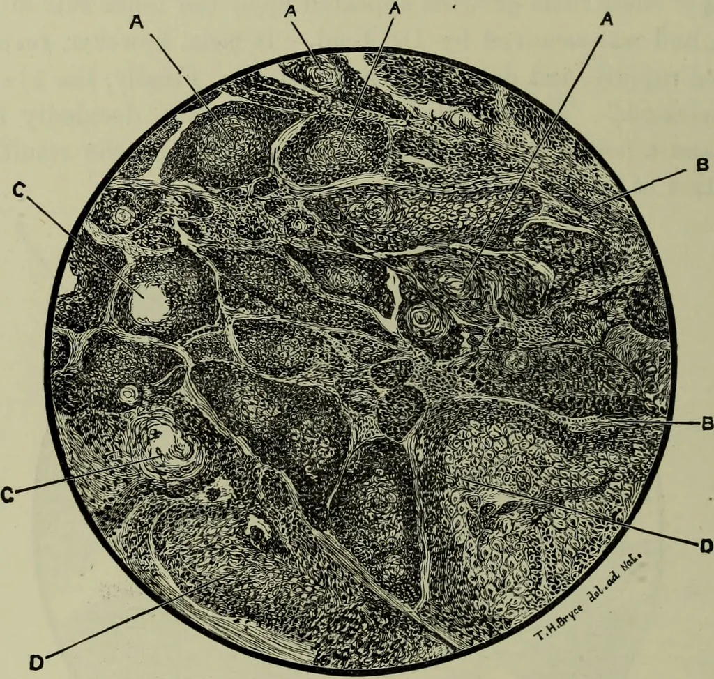 An illustration from A treatise on diseases of the skin with special reference to their diagnosis and treatment : including an analysis of 12,000 consecutive cases / Thomas McCall Anderson., 1894, leaf 486