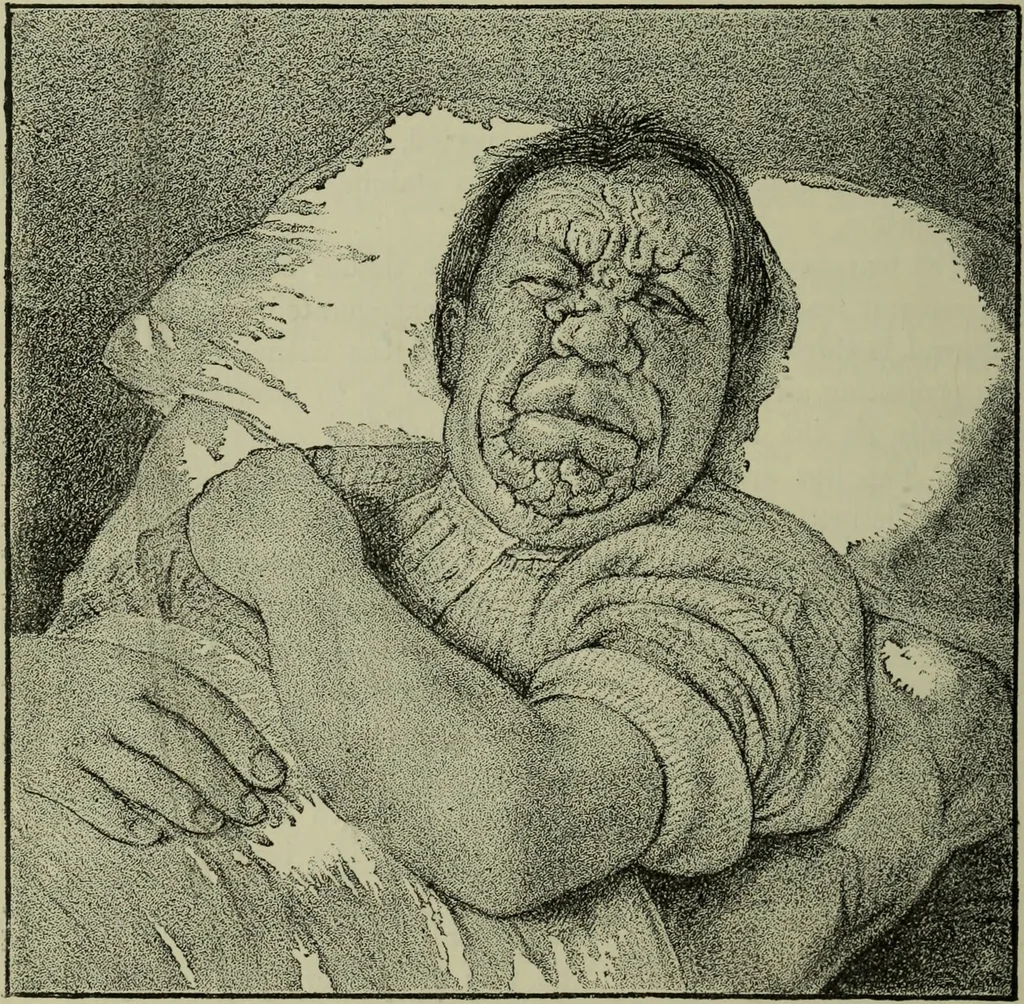 An illustration from A treatise on diseases of the skin with special reference to their diagnosis and treatment : including an analysis of 12,000 consecutive cases / Thomas McCall Anderson., 1894, leaf 516