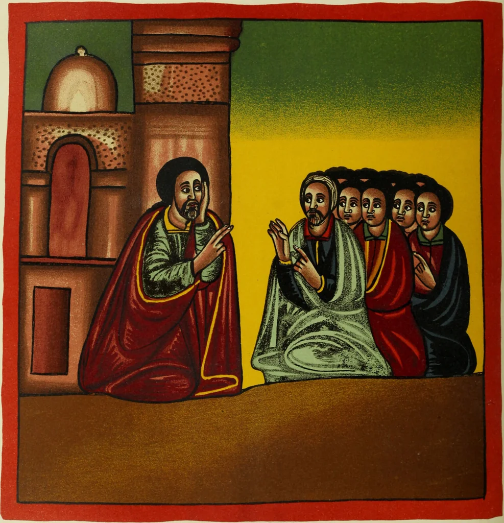 An illustration from The lives of Maba Seyon and Gabra Krestos : the Ethiopic texts / edited with an English translation and a chapter on the illustrations of Ethiopic mss. by E.A. Wallis Budge., 1898, leaf 186
