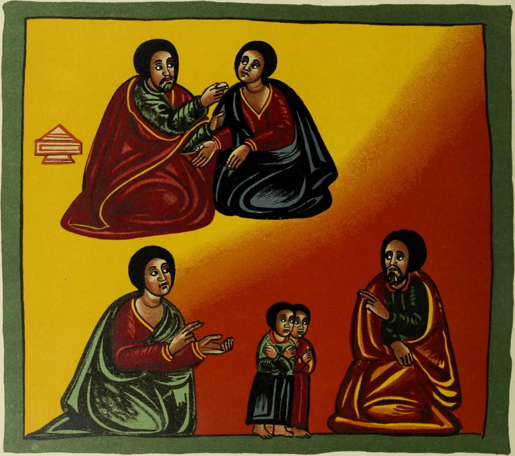 An illustration from The lives of Maba Seyon and Gabra Krestos : the Ethiopic texts / edited with an English translation and a chapter on the illustrations of Ethiopic mss. by E.A. Wallis Budge., 1898, leaf 272
