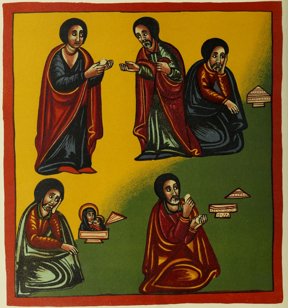 An illustration from The lives of Maba Seyon and Gabra Krestos : the Ethiopic texts / edited with an English translation and a chapter on the illustrations of Ethiopic mss. by E.A. Wallis Budge., 1898, leaf 280
