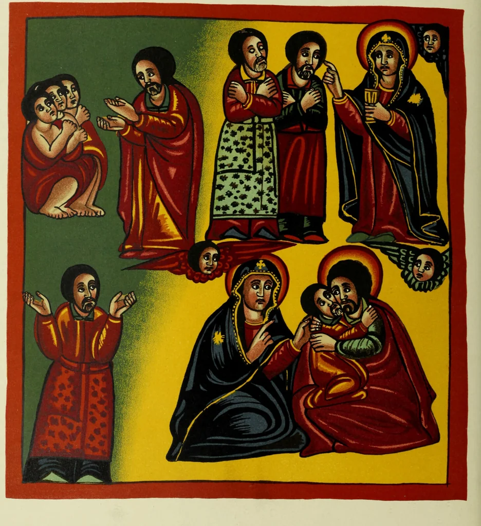 An illustration from The lives of Maba Seyon and Gabra Krestos : the Ethiopic texts / edited with an English translation and a chapter on the illustrations of Ethiopic mss. by E.A. Wallis Budge., 1898, leaf 290