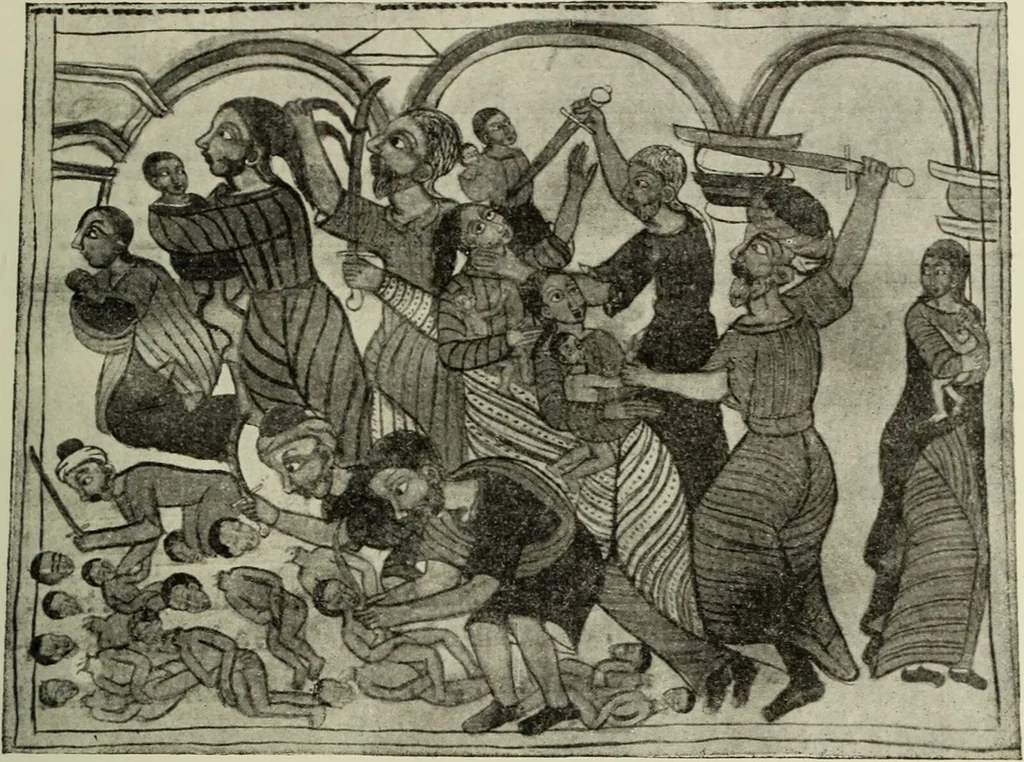 An illustration from The lives of Maba Seyon and Gabra Krestos : the Ethiopic texts / edited with an English translation and a chapter on the illustrations of Ethiopic mss. by E.A. Wallis Budge., 1898, leaf 33