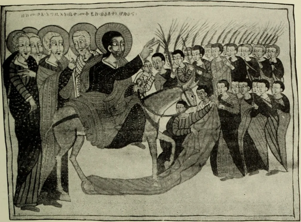 An illustration from The lives of Maba Seyon and Gabra Krestos : the Ethiopic texts / edited with an English translation and a chapter on the illustrations of Ethiopic mss. by E.A. Wallis Budge., 1898, leaf 37