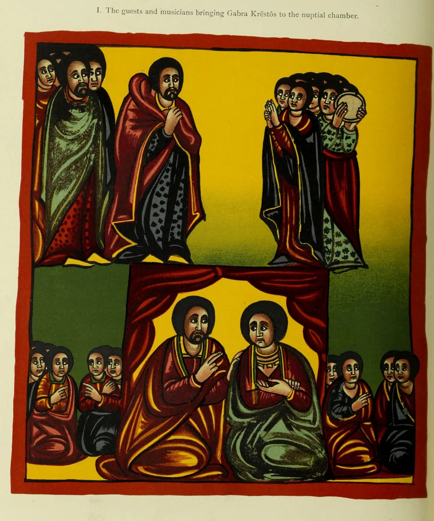 An illustration from The lives of Maba Seyon and Gabra Krestos : the Ethiopic texts / edited with an English translation and a chapter on the illustrations of Ethiopic mss. by E.A. Wallis Budge., 1898, leaf 428