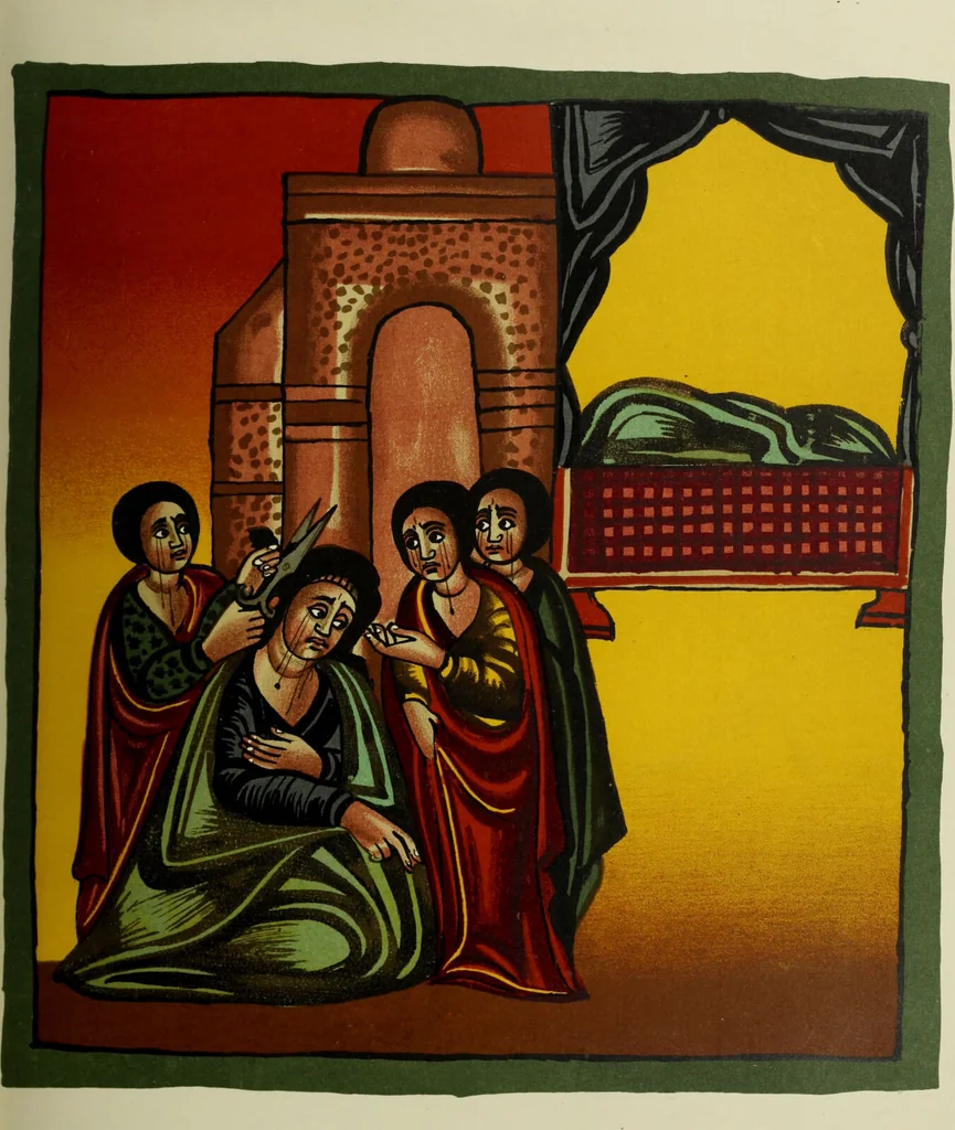 An illustration from The lives of Maba Seyon and Gabra Krestos : the Ethiopic texts / edited with an English translation and a chapter on the illustrations of Ethiopic mss. by E.A. Wallis Budge., 1898, leaf 443