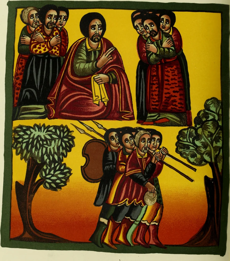 An illustration from The lives of Maba Seyon and Gabra Krestos : the Ethiopic texts / edited with an English translation and a chapter on the illustrations of Ethiopic mss. by E.A. Wallis Budge., 1898, leaf 446