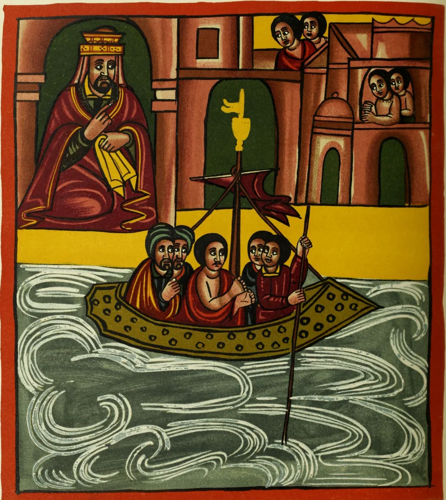 An illustration from The lives of Maba Seyon and Gabra Krestos : the Ethiopic texts / edited with an English translation and a chapter on the illustrations of Ethiopic mss. by E.A. Wallis Budge., 1898, leaf 474