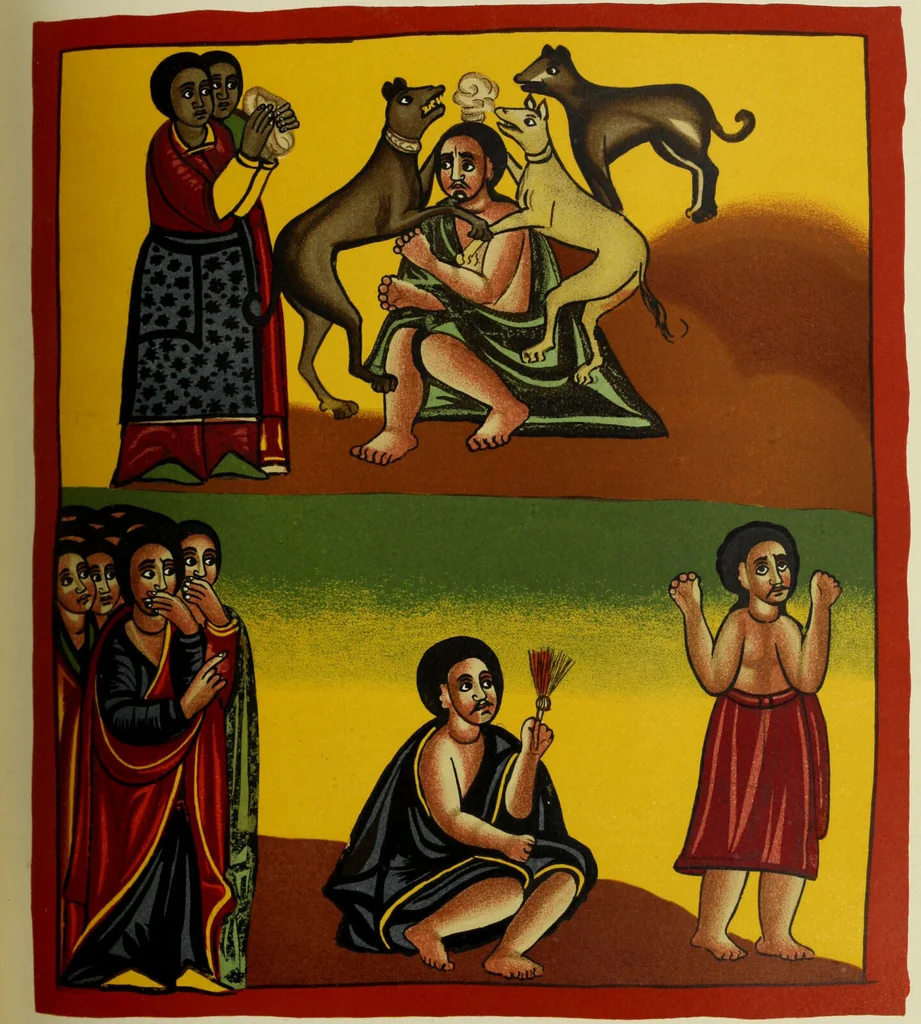An illustration from The lives of Maba Seyon and Gabra Krestos : the Ethiopic texts / edited with an English translation and a chapter on the illustrations of Ethiopic mss. by E.A. Wallis Budge., 1898, leaf 487