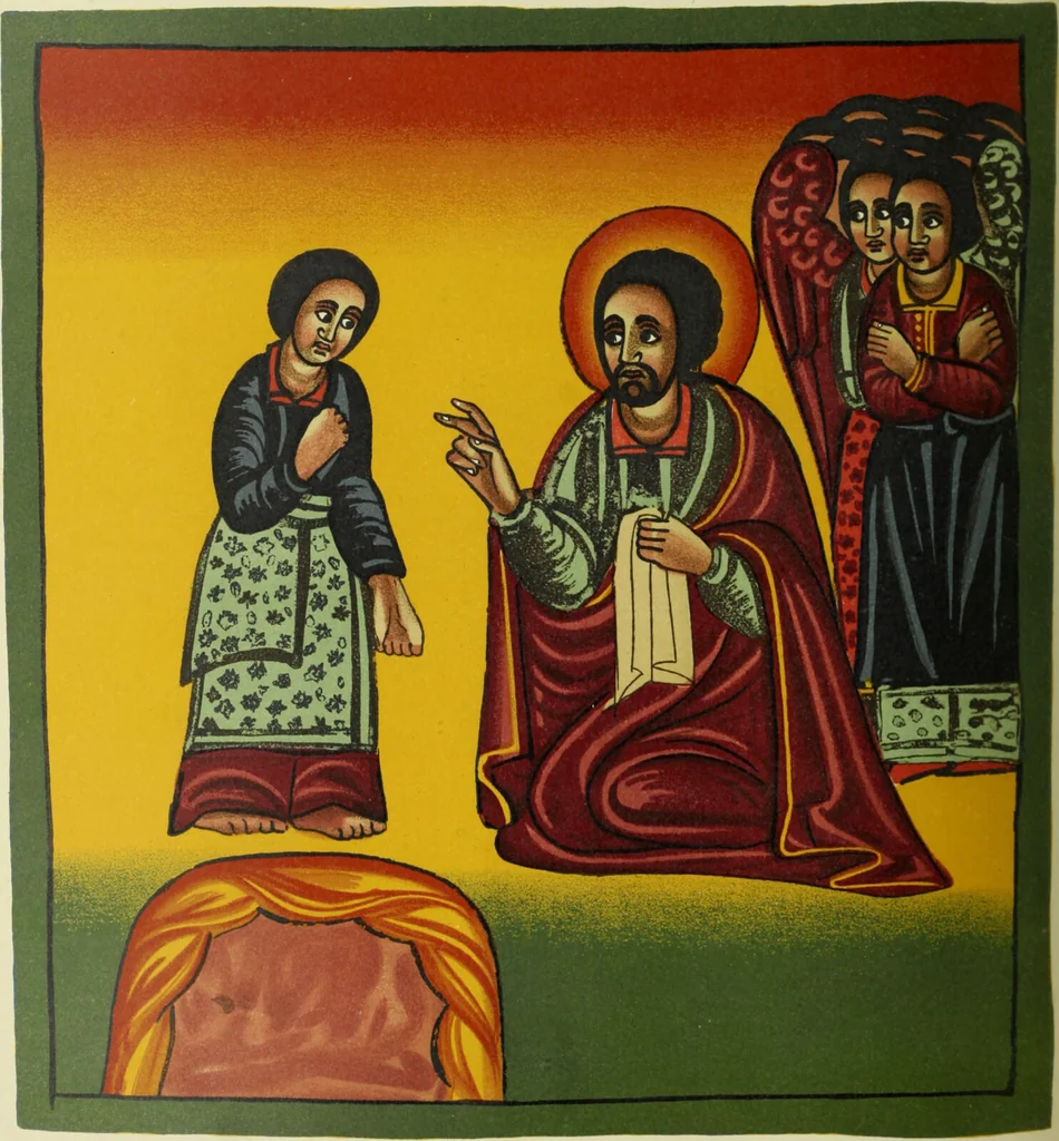 An illustration from The lives of Maba Seyon and Gabra Krestos : the Ethiopic texts / edited with an English translation and a chapter on the illustrations of Ethiopic mss. by E.A. Wallis Budge., 1898, leaf 510