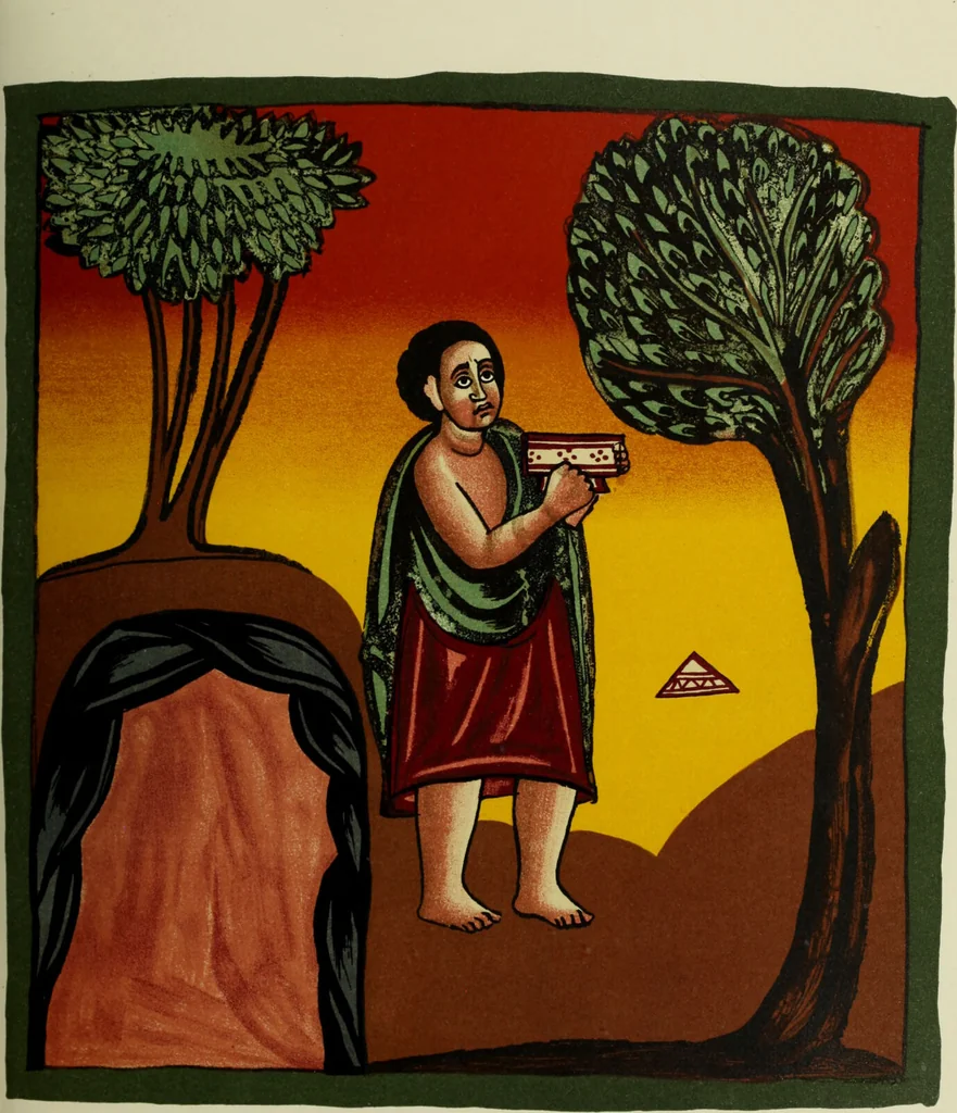 An illustration from The lives of Maba Seyon and Gabra Krestos : the Ethiopic texts / edited with an English translation and a chapter on the illustrations of Ethiopic mss. by E.A. Wallis Budge., 1898, leaf 523