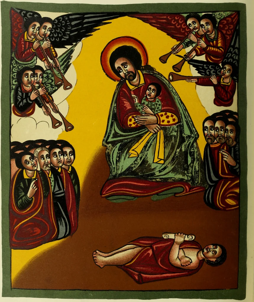 An illustration from The lives of Maba Seyon and Gabra Krestos : the Ethiopic texts / edited with an English translation and a chapter on the illustrations of Ethiopic mss. by E.A. Wallis Budge., 1898, leaf 530