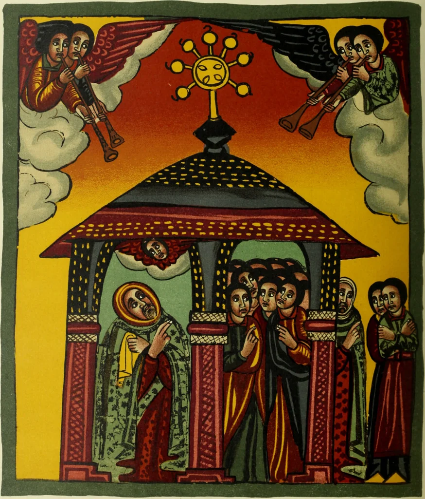 An illustration from The lives of Maba Seyon and Gabra Krestos : the Ethiopic texts / edited with an English translation and a chapter on the illustrations of Ethiopic mss. by E.A. Wallis Budge., 1898, leaf 534