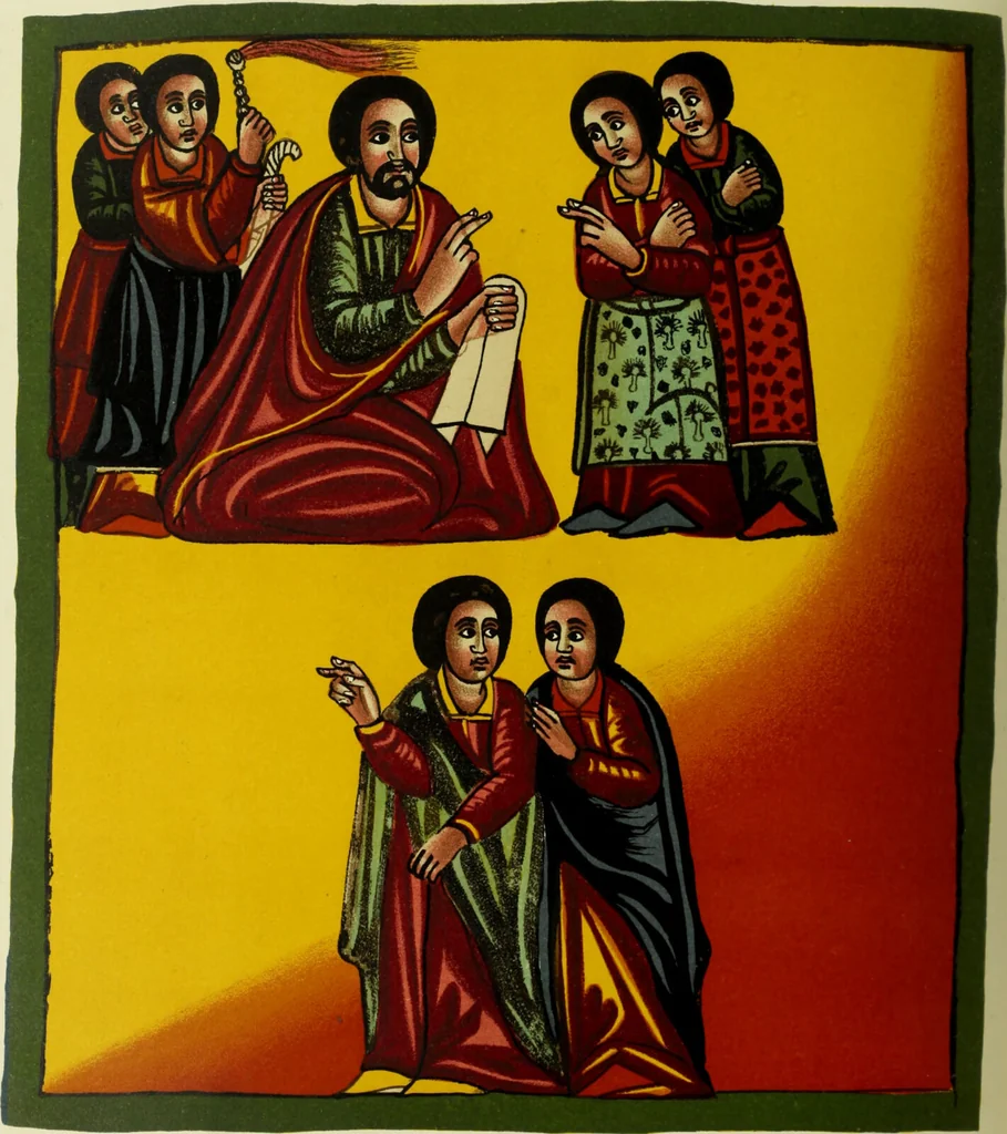An illustration from The lives of Maba Seyon and Gabra Krestos : the Ethiopic texts / edited with an English translation and a chapter on the illustrations of Ethiopic mss. by E.A. Wallis Budge., 1898, leaf 542