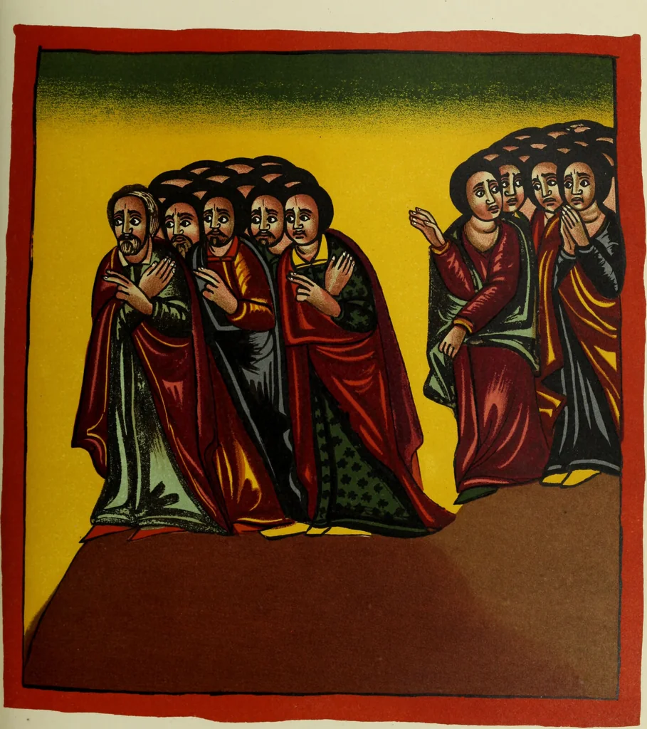 An illustration from The lives of Maba Seyon and Gabra Krestos : the Ethiopic texts / edited with an English translation and a chapter on the illustrations of Ethiopic mss. by E.A. Wallis Budge., 1898, leaf 555