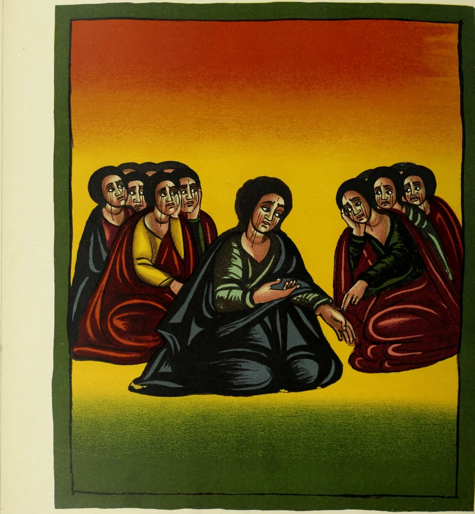 An illustration from The lives of Maba Seyon and Gabra Krestos : the Ethiopic texts / edited with an English translation and a chapter on the illustrations of Ethiopic mss. by E.A. Wallis Budge., 1898, leaf 558