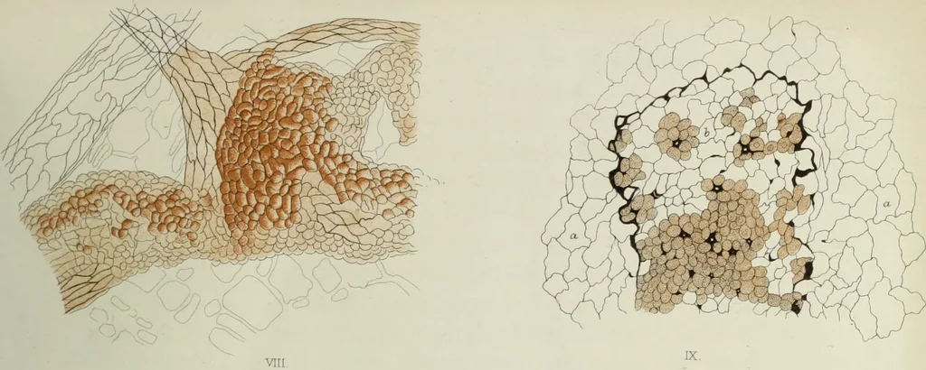 An illustration from Atlas of histology / by E. Klein and E. Noble Smith., 1880, leaf 51