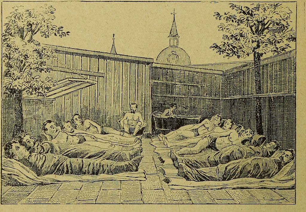 An illustration from La nuova medicina natural : trattato d'insegnamento e di consultazione sul metodo di curare e di guarire le malattie seguendo le leggi di natura / di F.E. Bilz., 1895, leaf 410