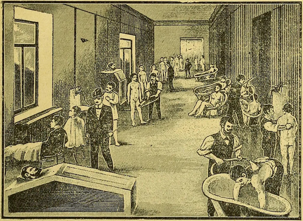 An illustration from La nuova medicina natural : trattato d'insegnamento e di consultazione sul metodo di curare e di guarire le malattie seguendo le leggi di natura / di F.E. Bilz., 1895, leaf 413