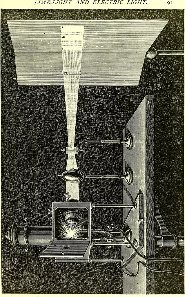 An illustration from Spectrum analysis in its application to terrestrial substances, and the physical constitution of the heavenly bodies / familiarly explained by H. Schellen ; translated from the second enlarged and revised German edition by Jane and Caroline Lassell ; edited with notes by William Huggins ; with numerous woodcuts and coloured plates, and Ångström's and Kirchhoff's maps., 1872, leaf 121