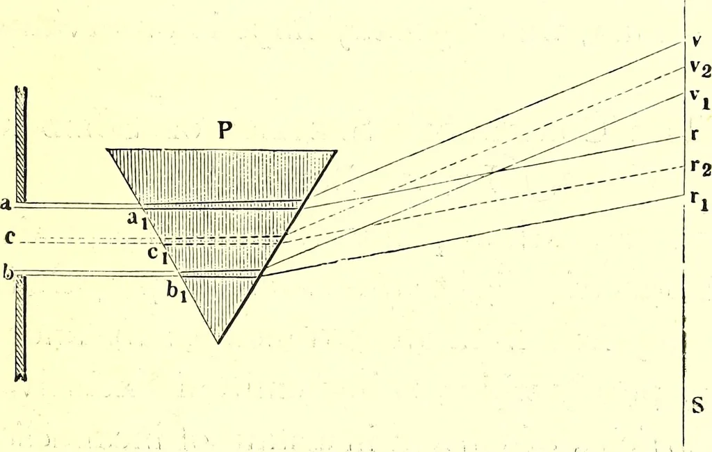 An illustration from Spectrum analysis in its application to terrestrial substances, and the physical constitution of the heavenly bodies / familiarly explained by H. Schellen ; translated from the second enlarged and revised German edition by Jane and Caroline Lassell ; edited with notes by William Huggins ; with numerous woodcuts and coloured plates, and Ångström's and Kirchhoff's maps., 1872, leaf 129