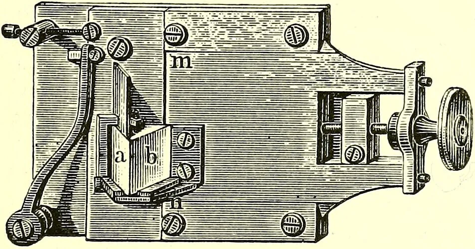 An illustration from Spectrum analysis in its application to terrestrial substances, and the physical constitution of the heavenly bodies / familiarly explained by H. Schellen ; translated from the second enlarged and revised German edition by Jane and Caroline Lassell ; edited with notes by William Huggins ; with numerous woodcuts and coloured plates, and Ångström's and Kirchhoff's maps., 1872, leaf 169