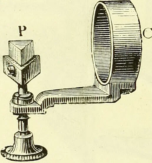 An illustration from Spectrum analysis in its application to terrestrial substances, and the physical constitution of the heavenly bodies / familiarly explained by H. Schellen ; translated from the second enlarged and revised German edition by Jane and Caroline Lassell ; edited with notes by William Huggins ; with numerous woodcuts and coloured plates, and Ångström's and Kirchhoff's maps., 1872, leaf 172