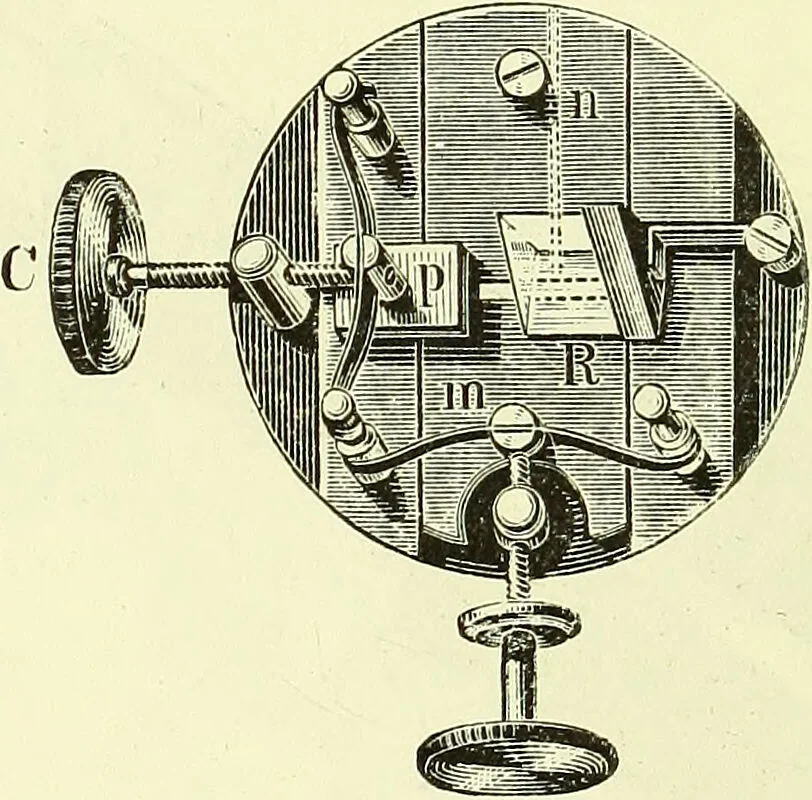 An illustration from Spectrum analysis in its application to terrestrial substances, and the physical constitution of the heavenly bodies / familiarly explained by H. Schellen ; translated from the second enlarged and revised German edition by Jane and Caroline Lassell ; edited with notes by William Huggins ; with numerous woodcuts and coloured plates, and Ångström's and Kirchhoff's maps., 1872, leaf 222