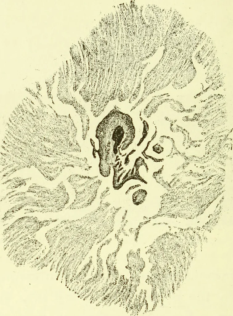 An illustration from Spectrum analysis in its application to terrestrial substances, and the physical constitution of the heavenly bodies / familiarly explained by H. Schellen ; translated from the second enlarged and revised German edition by Jane and Caroline Lassell ; edited with notes by William Huggins ; with numerous woodcuts and coloured plates, and Ångström's and Kirchhoff's maps., 1872, leaf 320