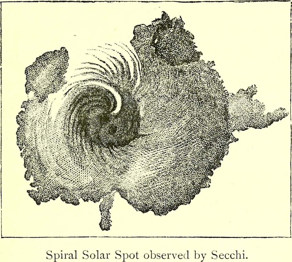 An illustration from Spectrum analysis in its application to terrestrial substances, and the physical constitution of the heavenly bodies / familiarly explained by H. Schellen ; translated from the second enlarged and revised German edition by Jane and Caroline Lassell ; edited with notes by William Huggins ; with numerous woodcuts and coloured plates, and Ångström's and Kirchhoff's maps., 1872, leaf 329