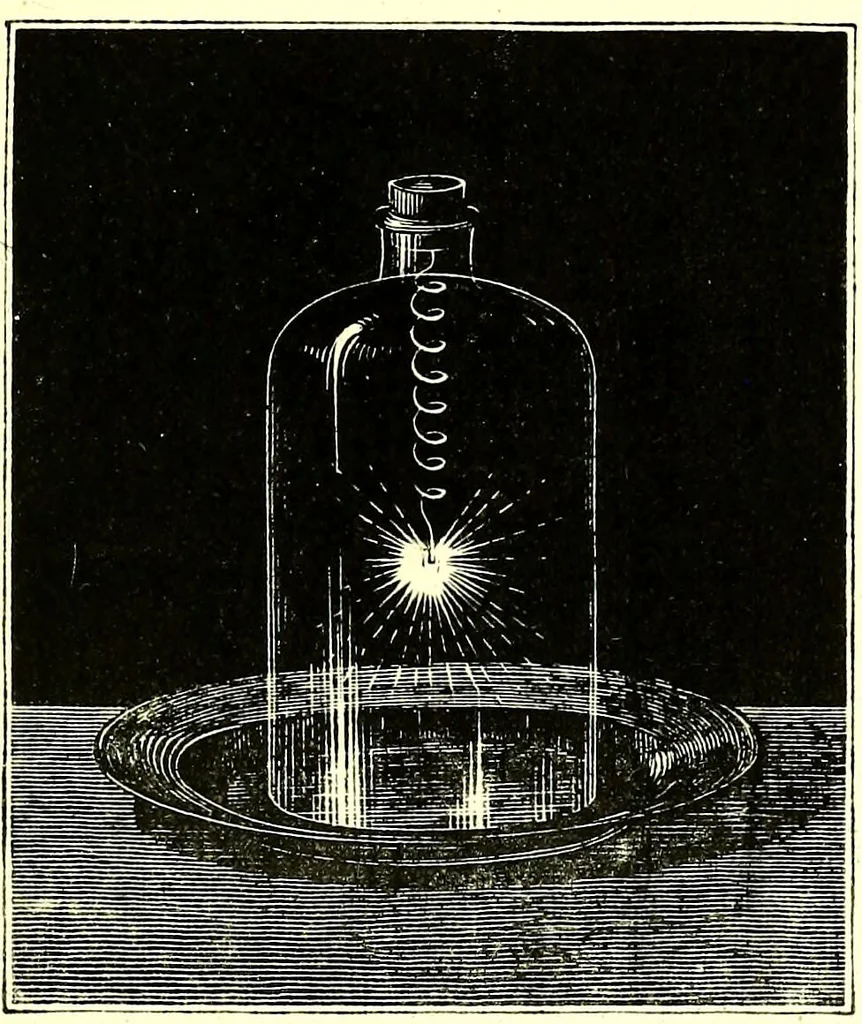An illustration from Spectrum analysis in its application to terrestrial substances, and the physical constitution of the heavenly bodies / familiarly explained by H. Schellen ; translated from the second enlarged and revised German edition by Jane and Caroline Lassell ; edited with notes by William Huggins ; with numerous woodcuts and coloured plates, and Ångström's and Kirchhoff's maps., 1872, leaf 39