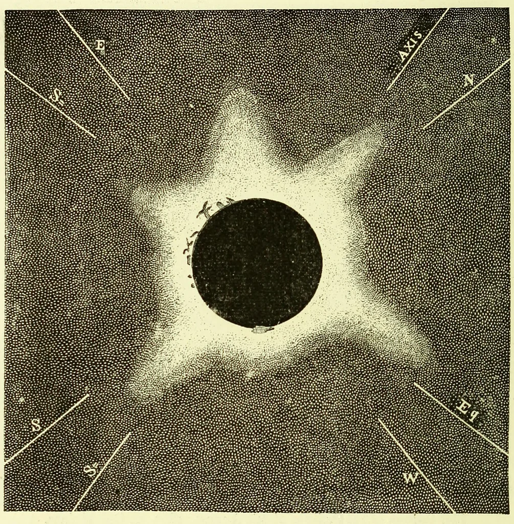 An illustration from Spectrum analysis in its application to terrestrial substances, and the physical constitution of the heavenly bodies / familiarly explained by H. Schellen ; translated from the second enlarged and revised German edition by Jane and Caroline Lassell ; edited with notes by William Huggins ; with numerous woodcuts and coloured plates, and Ångström's and Kirchhoff's maps., 1872, leaf 398