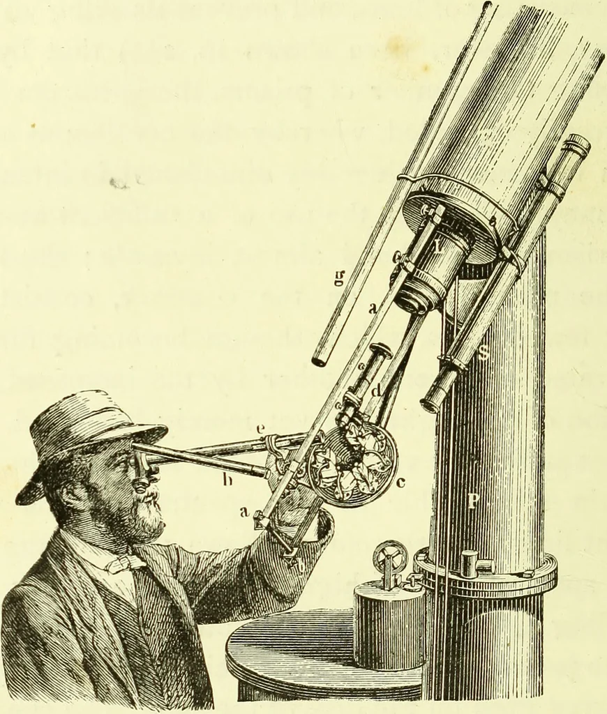 An illustration from Spectrum analysis in its application to terrestrial substances, and the physical constitution of the heavenly bodies / familiarly explained by H. Schellen ; translated from the second enlarged and revised German edition by Jane and Caroline Lassell ; edited with notes by William Huggins ; with numerous woodcuts and coloured plates, and Ångström's and Kirchhoff's maps., 1872, leaf 450