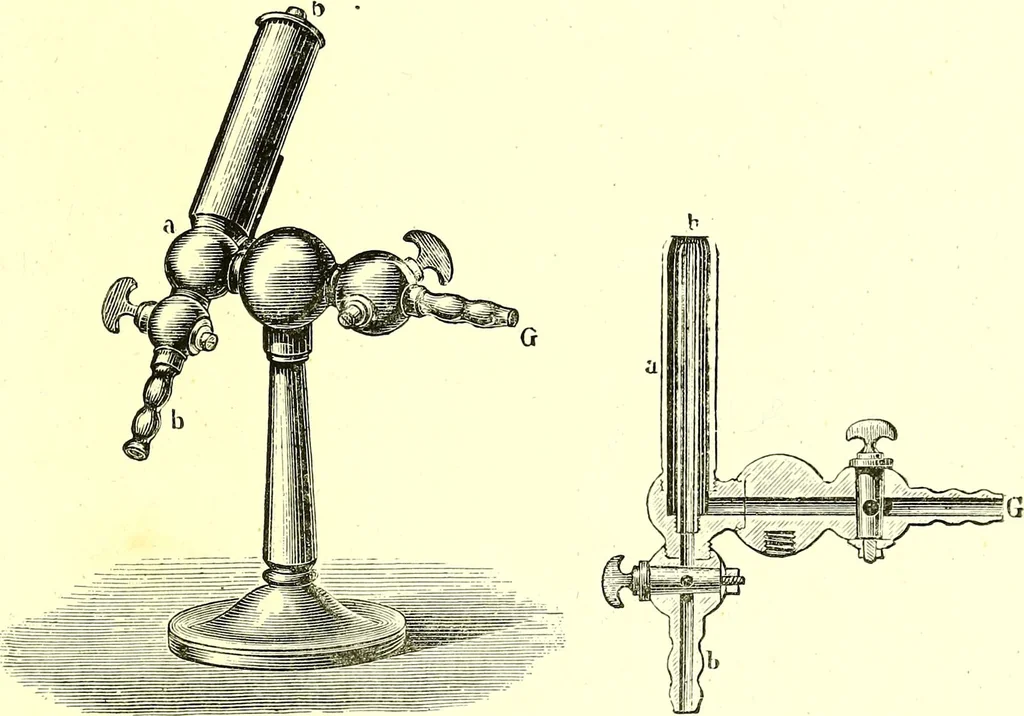 An illustration from Spectrum analysis in its application to terrestrial substances, and the physical constitution of the heavenly bodies / familiarly explained by H. Schellen ; translated from the second enlarged and revised German edition by Jane and Caroline Lassell ; edited with notes by William Huggins ; with numerous woodcuts and coloured plates, and Ångström's and Kirchhoff's maps., 1872, leaf 47