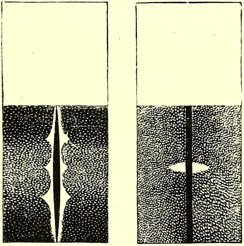 An illustration from Spectrum analysis in its application to terrestrial substances, and the physical constitution of the heavenly bodies / familiarly explained by H. Schellen ; translated from the second enlarged and revised German edition by Jane and Caroline Lassell ; edited with notes by William Huggins ; with numerous woodcuts and coloured plates, and Ångström's and Kirchhoff's maps., 1872, leaf 473