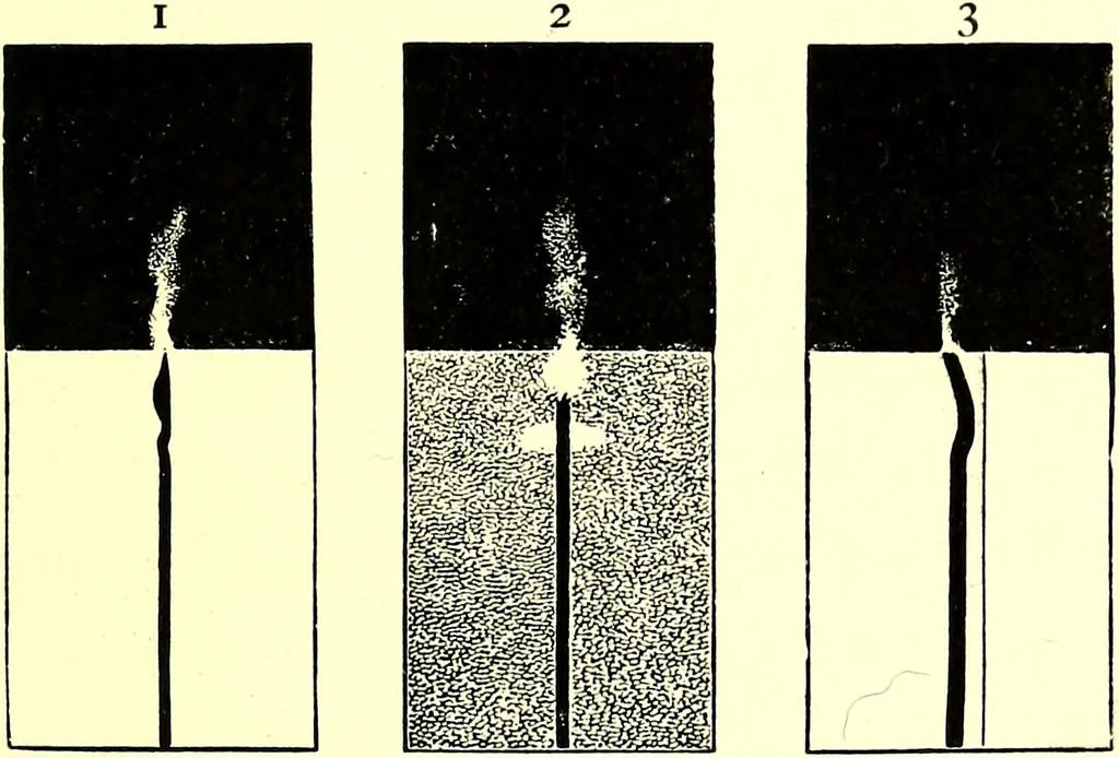 An illustration from Spectrum analysis in its application to terrestrial substances, and the physical constitution of the heavenly bodies / familiarly explained by H. Schellen ; translated from the second enlarged and revised German edition by Jane and Caroline Lassell ; edited with notes by William Huggins ; with numerous woodcuts and coloured plates, and Ångström's and Kirchhoff's maps., 1872, leaf 497