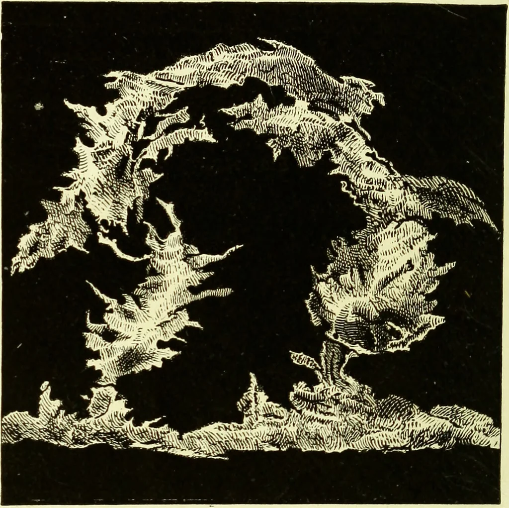 An illustration from Spectrum analysis in its application to terrestrial substances, and the physical constitution of the heavenly bodies / familiarly explained by H. Schellen ; translated from the second enlarged and revised German edition by Jane and Caroline Lassell ; edited with notes by William Huggins ; with numerous woodcuts and coloured plates, and Ångström's and Kirchhoff's maps., 1872, leaf 502