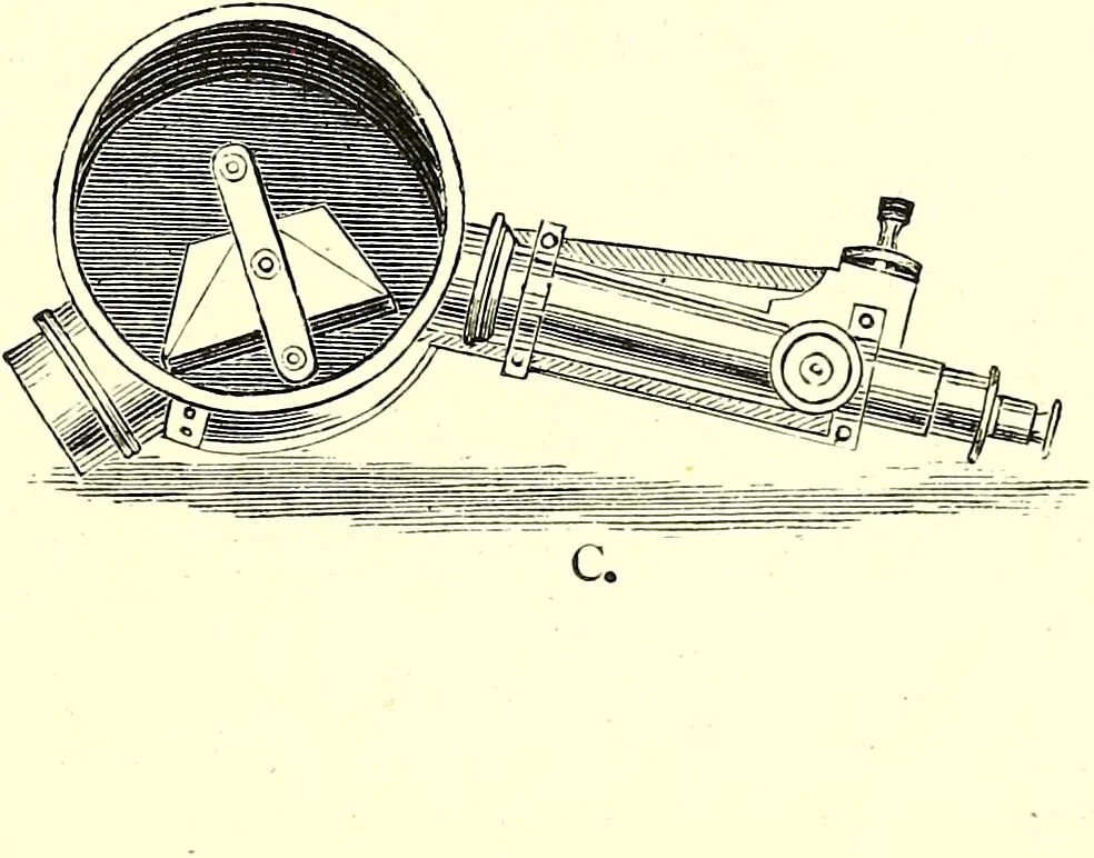 An illustration from Spectrum analysis in its application to terrestrial substances, and the physical constitution of the heavenly bodies / familiarly explained by H. Schellen ; translated from the second enlarged and revised German edition by Jane and Caroline Lassell ; edited with notes by William Huggins ; with numerous woodcuts and coloured plates, and Ångström's and Kirchhoff's maps., 1872, leaf 535