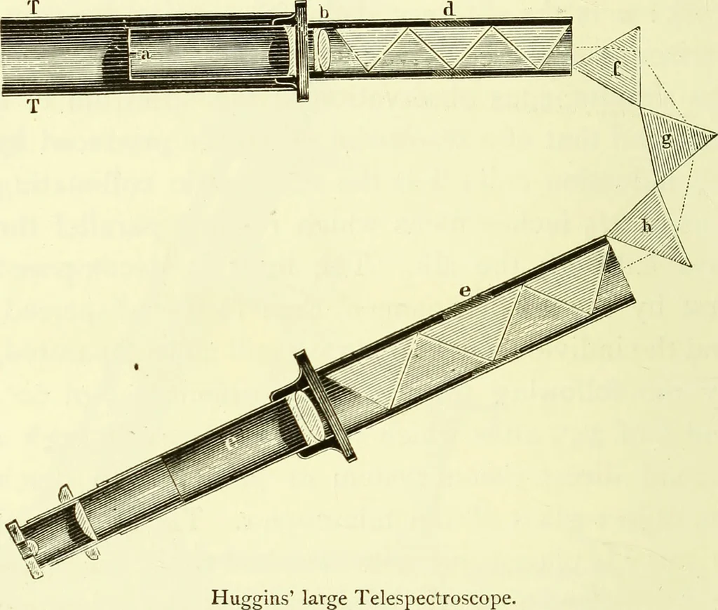 An illustration from Spectrum analysis in its application to terrestrial substances, and the physical constitution of the heavenly bodies / familiarly explained by H. Schellen ; translated from the second enlarged and revised German edition by Jane and Caroline Lassell ; edited with notes by William Huggins ; with numerous woodcuts and coloured plates, and Ångström's and Kirchhoff's maps., 1872, leaf 542