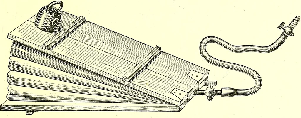 An illustration from Spectrum analysis in its application to terrestrial substances, and the physical constitution of the heavenly bodies / familiarly explained by H. Schellen ; translated from the second enlarged and revised German edition by Jane and Caroline Lassell ; edited with notes by William Huggins ; with numerous woodcuts and coloured plates, and Ångström's and Kirchhoff's maps., 1872, leaf 55
