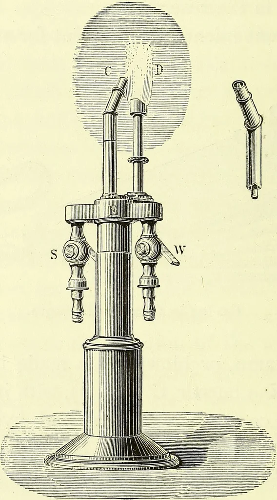 An illustration from Spectrum analysis in its application to terrestrial substances, and the physical constitution of the heavenly bodies / familiarly explained by H. Schellen ; translated from the second enlarged and revised German edition by Jane and Caroline Lassell ; edited with notes by William Huggins ; with numerous woodcuts and coloured plates, and Ångström's and Kirchhoff's maps., 1872, leaf 56