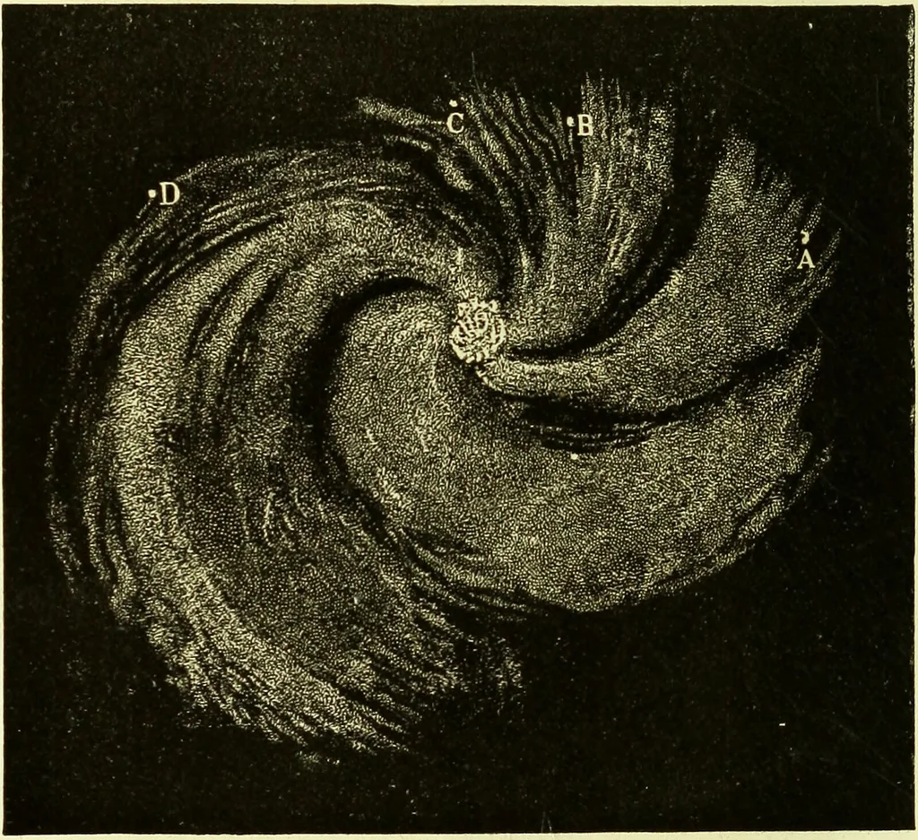 An illustration from Spectrum analysis in its application to terrestrial substances, and the physical constitution of the heavenly bodies / familiarly explained by H. Schellen ; translated from the second enlarged and revised German edition by Jane and Caroline Lassell ; edited with notes by William Huggins ; with numerous woodcuts and coloured plates, and Ångström's and Kirchhoff's maps., 1872, leaf 602