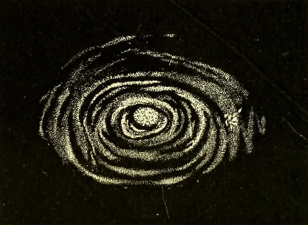 An illustration from Spectrum analysis in its application to terrestrial substances, and the physical constitution of the heavenly bodies / familiarly explained by H. Schellen ; translated from the second enlarged and revised German edition by Jane and Caroline Lassell ; edited with notes by William Huggins ; with numerous woodcuts and coloured plates, and Ångström's and Kirchhoff's maps., 1872, leaf 604