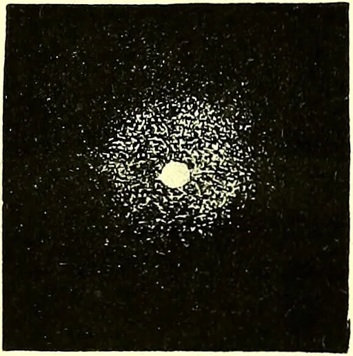 An illustration from Spectrum analysis in its application to terrestrial substances, and the physical constitution of the heavenly bodies / familiarly explained by H. Schellen ; translated from the second enlarged and revised German edition by Jane and Caroline Lassell ; edited with notes by William Huggins ; with numerous woodcuts and coloured plates, and Ångström's and Kirchhoff's maps., 1872, leaf 621