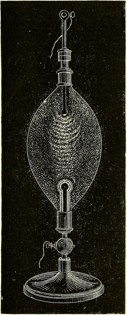 An illustration from Spectrum analysis in its application to terrestrial substances, and the physical constitution of the heavenly bodies / familiarly explained by H. Schellen ; translated from the second enlarged and revised German edition by Jane and Caroline Lassell ; edited with notes by William Huggins ; with numerous woodcuts and coloured plates, and Ångström's and Kirchhoff's maps., 1872, leaf 65