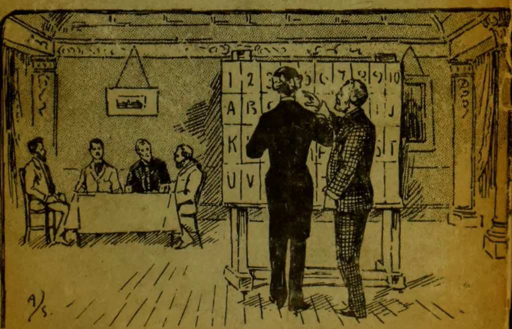 An illustration from How to thought-read : a manual of instruction in the strange and mystic in daily life, psychic phenomena, including hypnotic, mesmeric and psychic states, mind and muscle reading, thought transference, psychometry, clairvoyance, and phenomenal spiritualism / by James Coates., 1893, leaf 1
