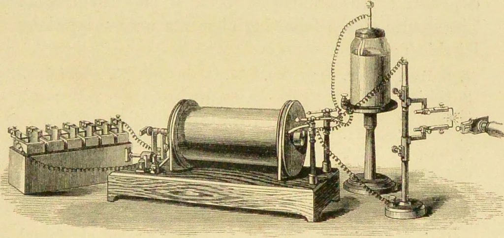 An illustration from Spectrum analysis : six lectures, delivered in 1868, before the Society of Apothecaries of London / by Henry E. Roscoe ; with appendices, coloured plates, and illustrations., 1869, leaf 163